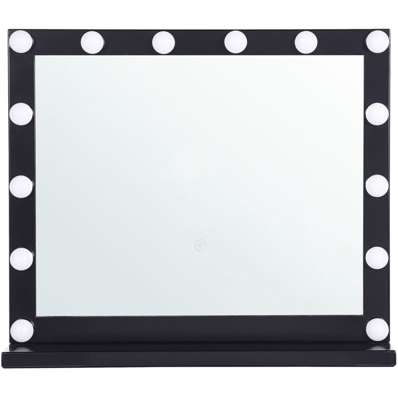 Beliani - Miroir de Table de Forme Rectangulaire 50 x 60 cm avec Éclairage led et Cadre en Acier Noir