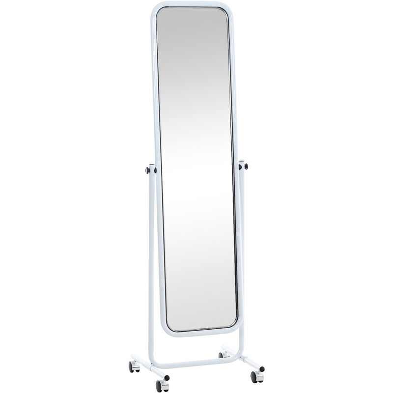 Miroir de figure rectangulaire complet équipé de roues disponibles différentes couleurs colore : Blanc