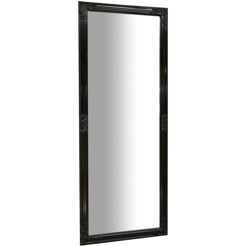 Miroir Mural à accrocher suspendu pour suspension verticale/horizontale L72xPR3xH180 cm noir brillant.