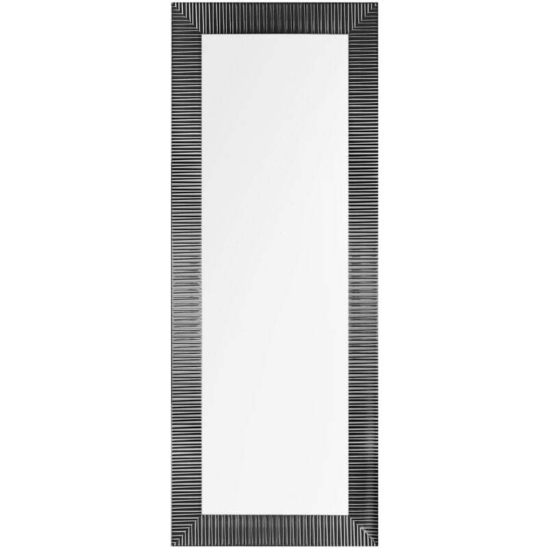 Miroir Mural de Forme Rectangulaire 130 x 50 cm au Design Moderne avec Cadre en Plastique Noir pour Salon ou Chambre Beliani - Noir