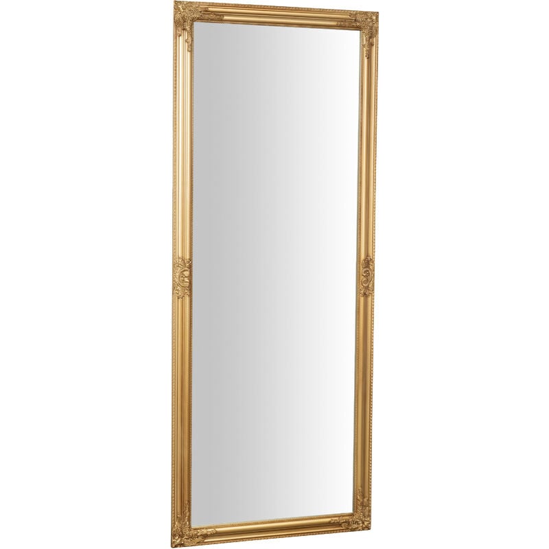 Biscottini - Miroir mural de salle de bain rectangulaire Miroir horizontal vertical avec cadre en bois doré shabby Miroir long à suspendre