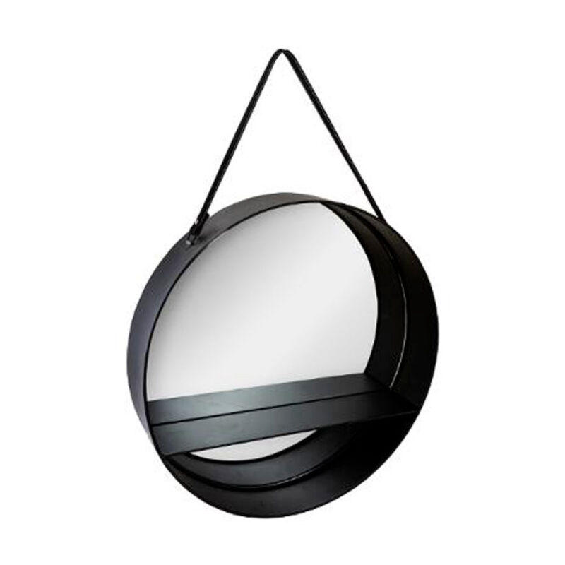 Miroir Étagère en Métal 'Belt' 55cm Noir