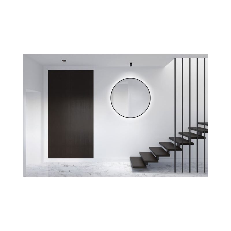 Talos - Miroir noir oros rond ø 100 cm – miroir mural rond noir mat – miroir de salle de bain rond avec cadre en aluminium de haute qualité – lumière