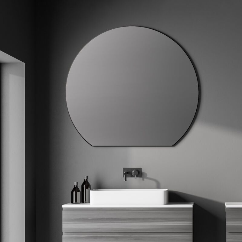 Talos - Miroir Picasso noir ø 100 cm - avec cadre en aluminium de haute qualité pour une ambiance élégante - miroir de salle de bain parfait