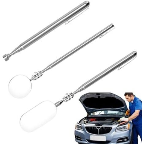 Miroir Télescopique, d'Inspection Automobile avec Manche Extensible, Accessoire de Maintenance Robuste et Pliable pour Soudage, Réparation Domestique Bricolage -