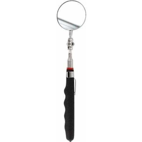 Miroir télescopique ultra plat - Extensible jusqu'à 70 cm - Double articulation à rotule - Poignée antidérapante