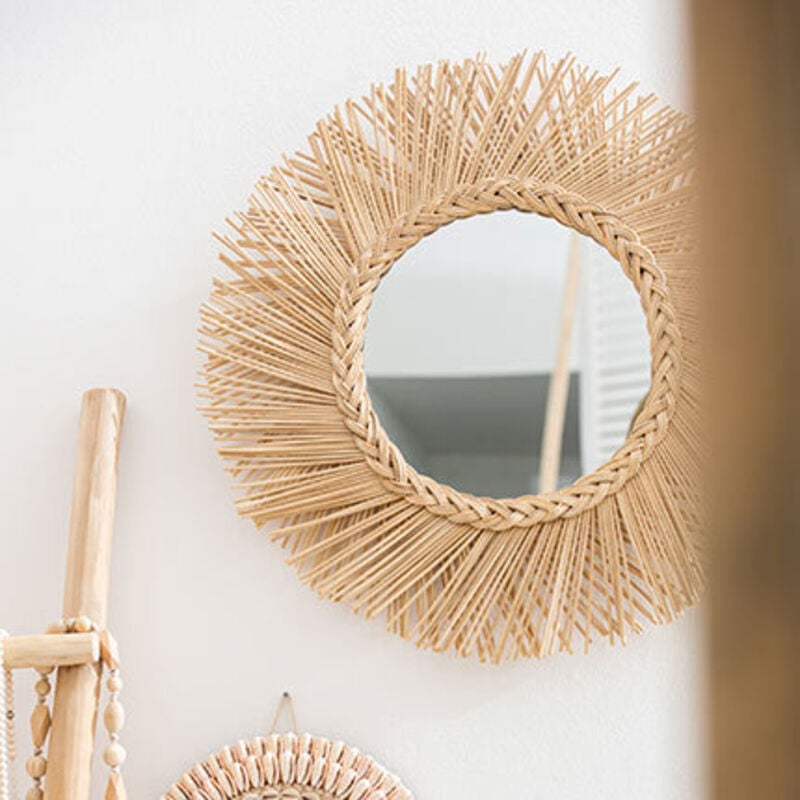M&s - Miroir tressé rond 90 cm en rotin naturel