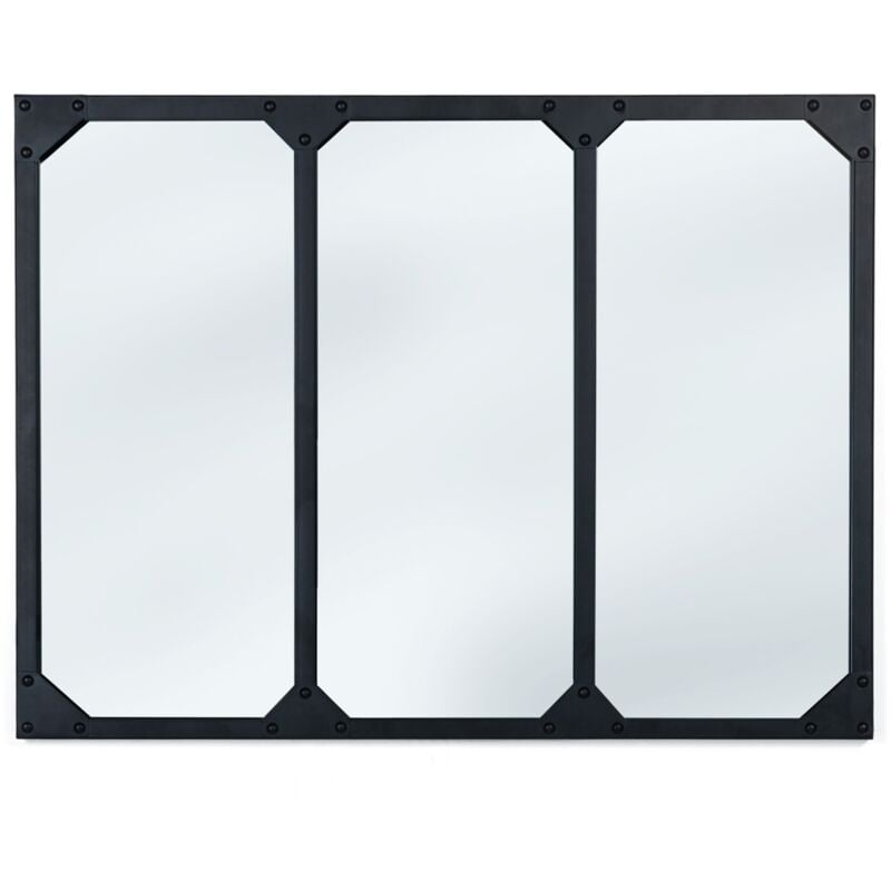 Miroir verrière 3 bandes design industriel 80x60 cm