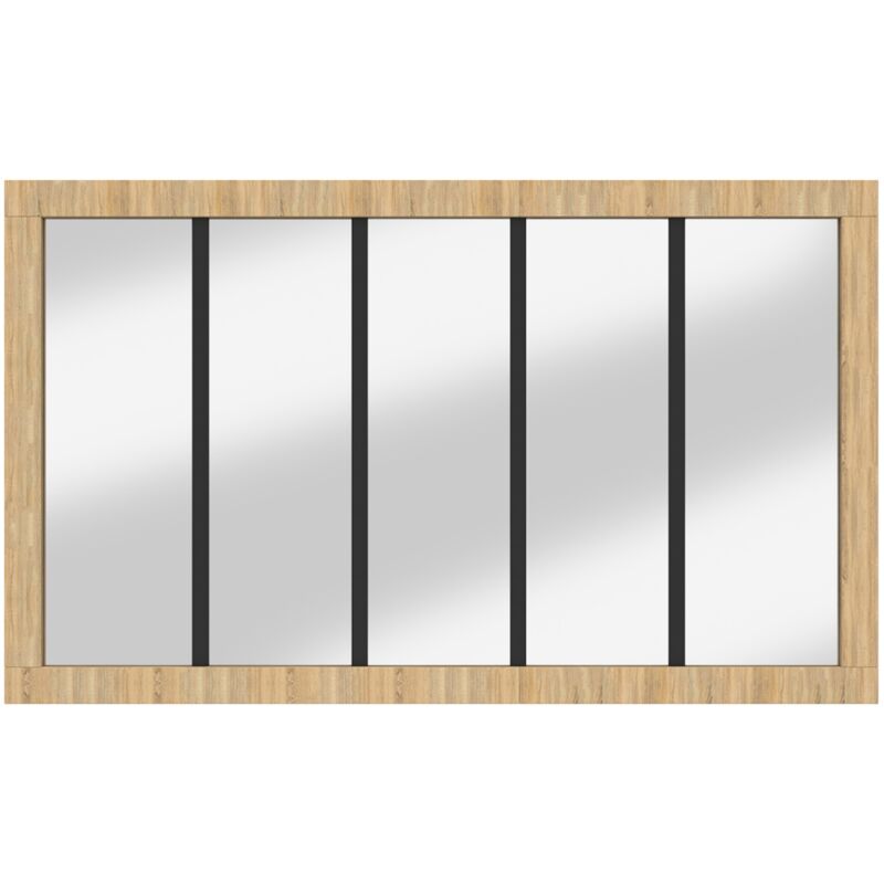 Idmarket - Miroir verrière 5 bandes cadre bois design industriel 140x90 cm