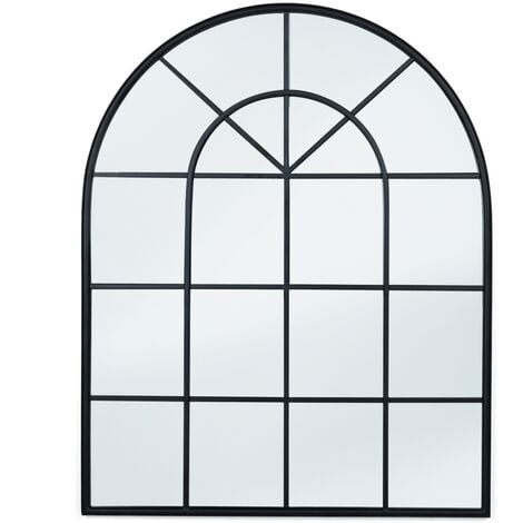 Miroir verrière arche design industriel 80x100 cm - Noir