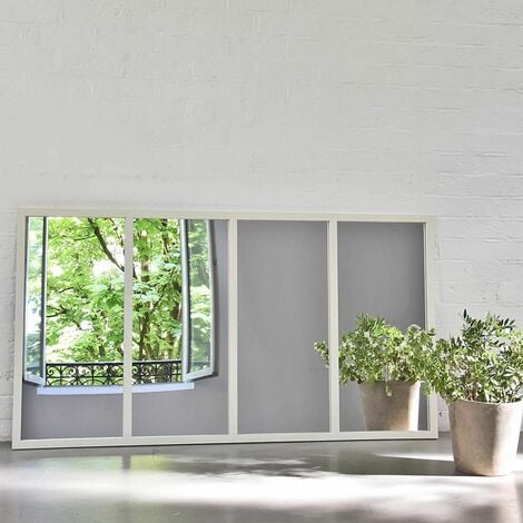 Miroir verrière atelier rectangulaire en métal blanc 140 x 75 cm - Barney - inté - Blanc