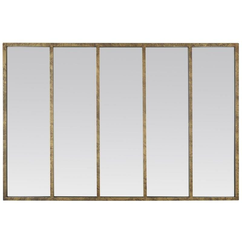 Drawer - Miroir rectangle 5 bandes industriel en métal doré 137x90cm