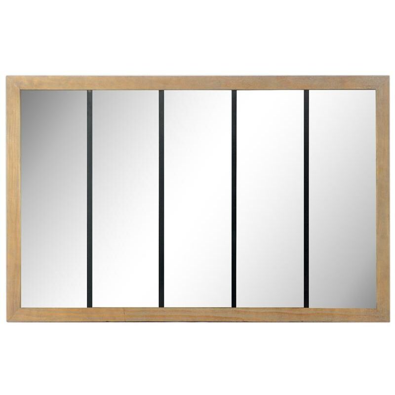 Miroir industriel en bois et métal 90x140cm