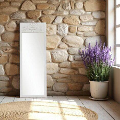Miroir vertical blanc - motif rose HILO