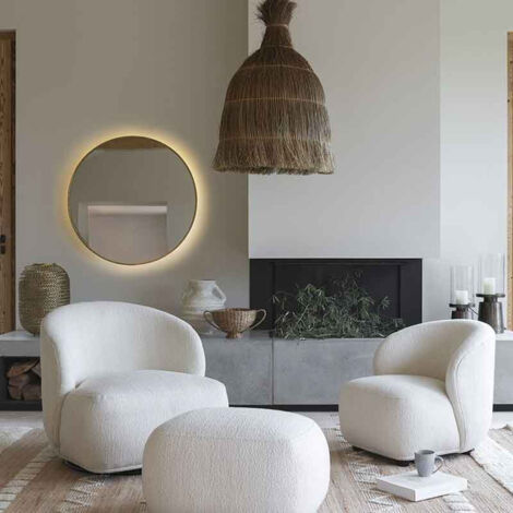 Miroir Victoria rond LED doré 90x3cm