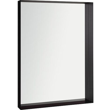 Miroir Viskan avec Cadres noirs et Tablette en verre, 600x800mm