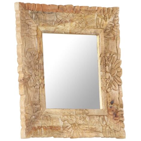 Miroir，Miroir décoratif 50x50 cm Bois de manguier massif CFW205152