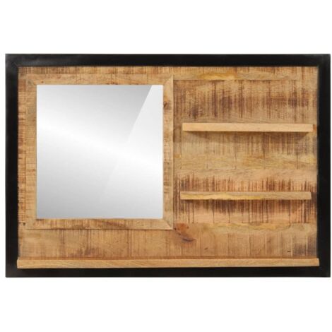 Miroir，Miroir décoratif avec étagères 80x8x55 cm verre et bois massif manguier CFW646425