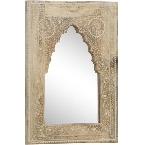 Miroir，Miroir décoratif peint à la main 40x55 cm Bois de manguier solide CFW534885