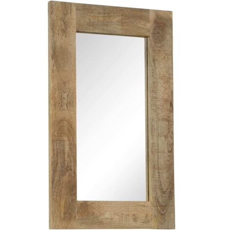 Miroir，Miroir Entrée Maison Salle de Bain Bois de manguier massif 50 x 80 cm513350