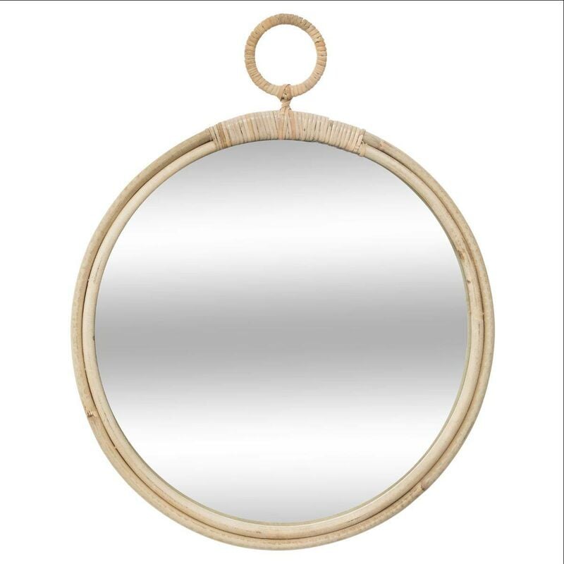 Miroir Gousset rotin D38cm - Atmosphera créateur d'intérieur - Beige