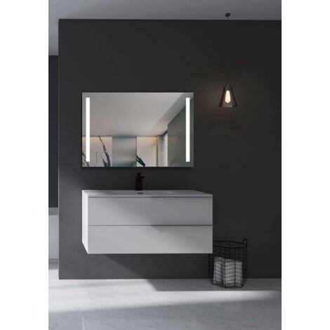 Miroirs avec lumière LED pour salle de bain aux bords arrondis, rétroéclairés par lumière froide - miroir avec lumière de maquillage - taille 60x80CM