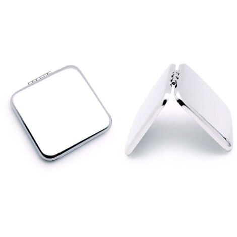 Miroirs de maquillage compacts portables double face, mini miroirs carrés en acier inoxydable