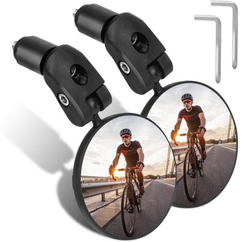 Miroirs De Vélo, Miroir Convexe pour Guidon 360° Réglable Haute Définition Rétroviseur de Vélo pour Le vélo de Route de Montagne Moto Bicyclette (2 Pièces)