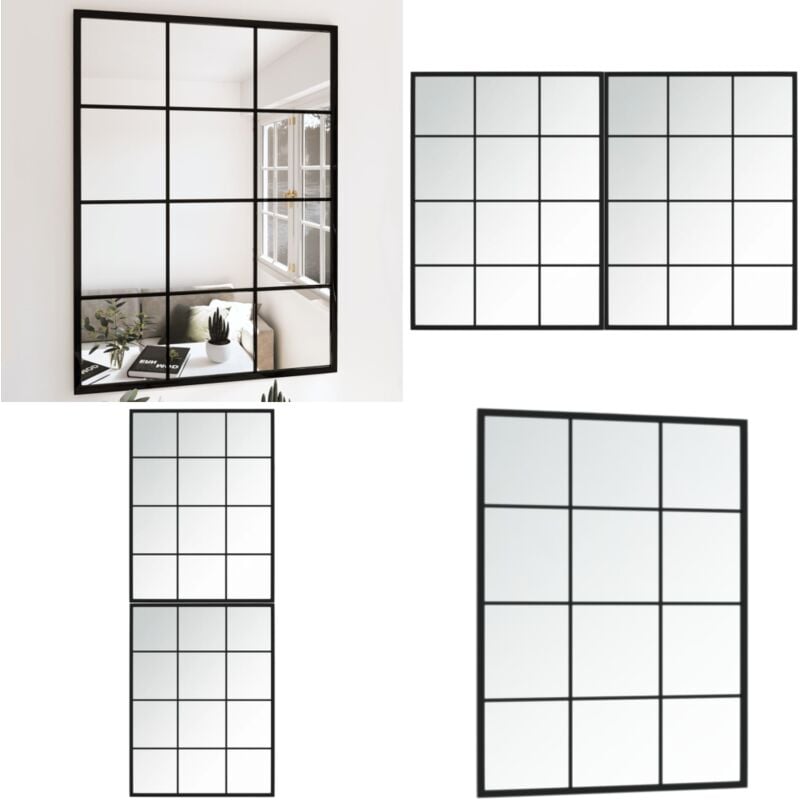 Vidaxl - Miroirs muraux 2 pcs noir 80x60 cm métal - Miroir Mural - Miroir Deco - Miroir Design - Miroir Noir - Miroir Carre - Home & Living