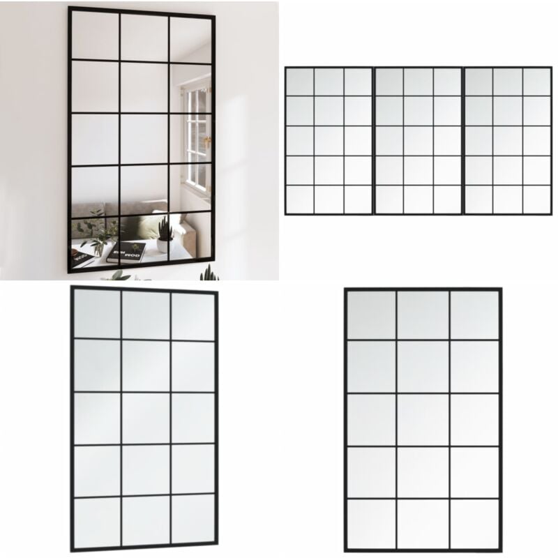 Vidaxl - Miroirs muraux 3 pcs noir 100x60 cm métal - Miroir Mural - Miroir Deco - Miroir Design - Miroir Noir - Miroir Carre - Home & Living