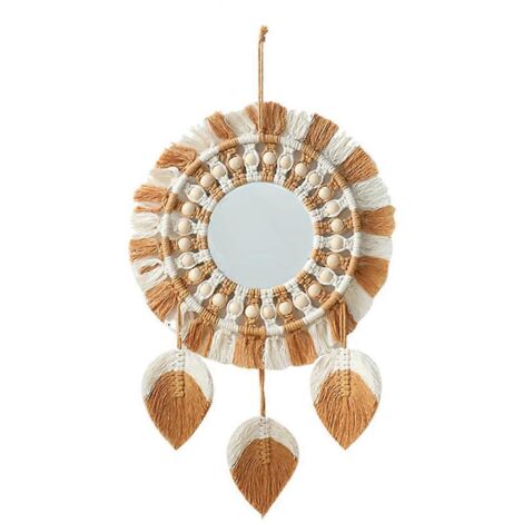 Miroirs muraux bohèmes en corde de coton tissée à la main