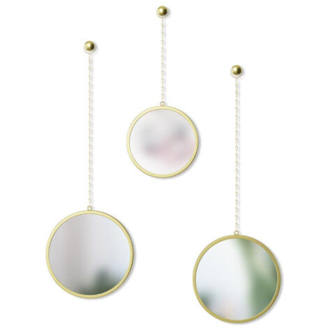Miroirs ronds suspendus Dima (Lot de 3) Or