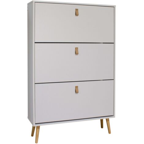 Miroytengo – Meuble à chaussures Anzio blanc – 3 portes pliantes – Mélaminé moderne – Dimensions 128,5x80x23,5 cm pour couloir et entrée
