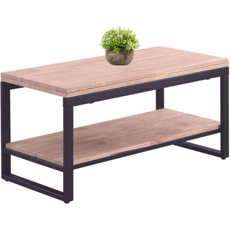 Miroytengo – Table basse relevable et extensible – Chêne nordique et métal noir mat – Dimensions 47-62x100x45-90 cm – Design moderne pour salon