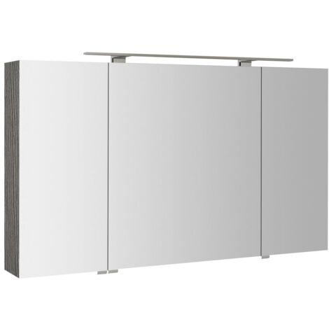 MIRRÓ miroir armoire incl. Lumière LED, 3x portes, 120x70x16cm, chêne argenté