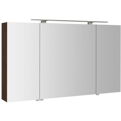 MIRRÓ miroir armoire incl. Lumière LED, 3x portes, 120x70x16cm, Pine Rustique