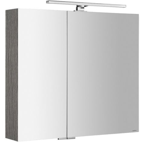 MIRRÓ miroir armoire incl. Lumière LED, 80x70x16cm, chêne argenté