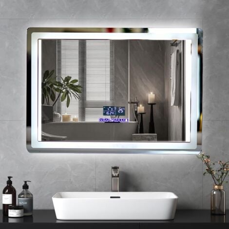 VICMHUANG Mirroir de Salle de Bain Éclairé avec Bluetooth - réglable 3 Couleurs - Anti-Buée - 50 x 70 cm