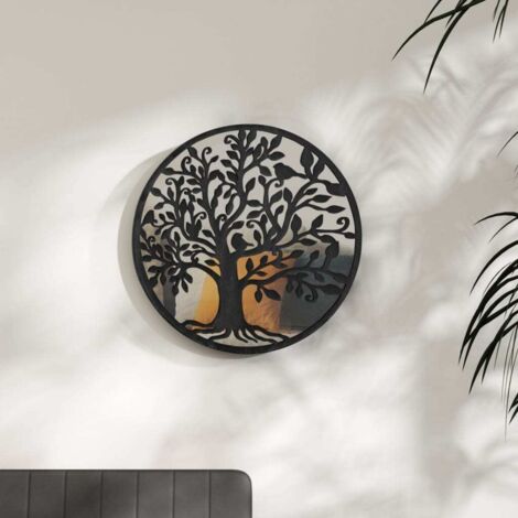Mirror Black 60x2.5 cm Iron Round for Indoor Use vidaXL