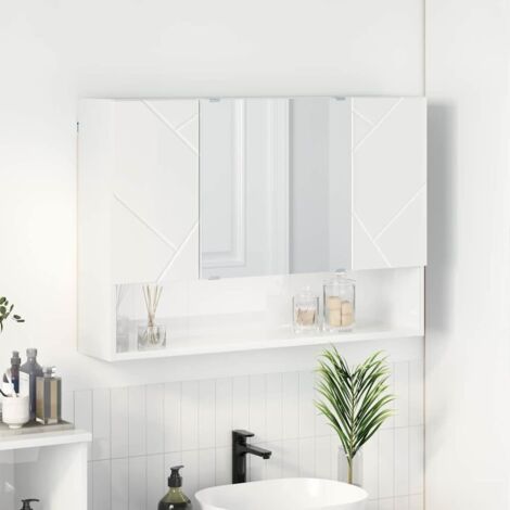 Mirror Cabinet High Gloss White 80 x 17 x 55 cm Engineered Wood vidaXL