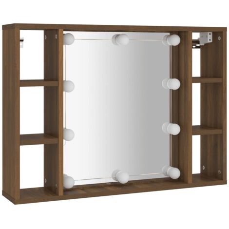 Mirror Cabinet with LED Brown Oak 76x15x55 cm vidaXL