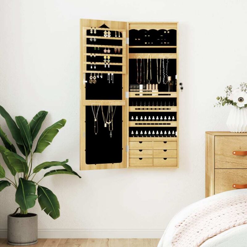Vidaxl - Mirror Jewellery Cabinet Wall Mounted 37.5x10x106 cm Brown