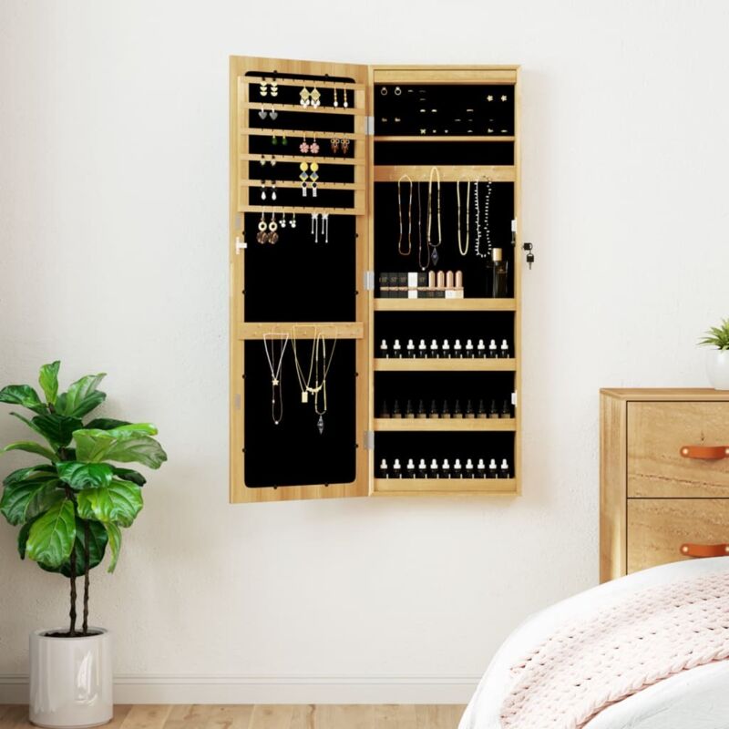 Mirror Jewellery Cabinet With Led Lights Wall Mounted Vidaxl