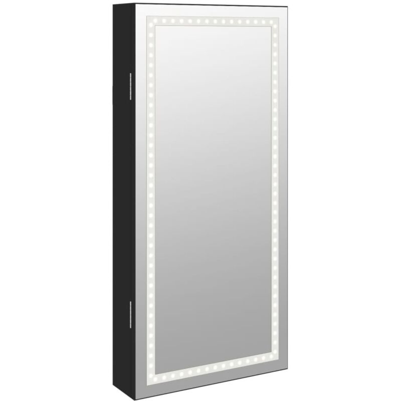 Mirror Jewellery Cabinet With Led Lights Wall Mounted Black Vidaxl