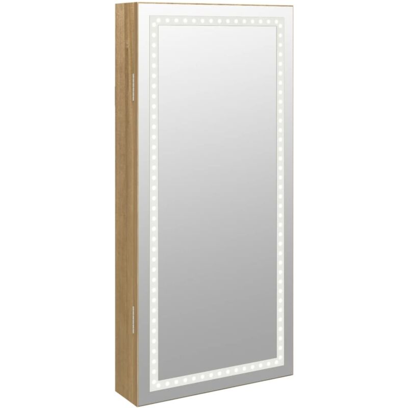Mirror Jewellery Cabinet With Led Lights Wall Mounted Vidaxl