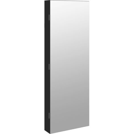 Mirror Jewellery Cabinet with LED Lights Wall Mounted Black vidaXL