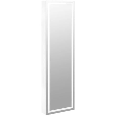 Mirror Jewellery Cabinet with LED Lights Wall Mounted White vidaXL