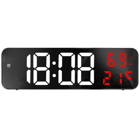Mirror Large Digital LED Clock Home Electronic Alarm Clock Large Screen Plug in Clock Wall Mounted White and Red