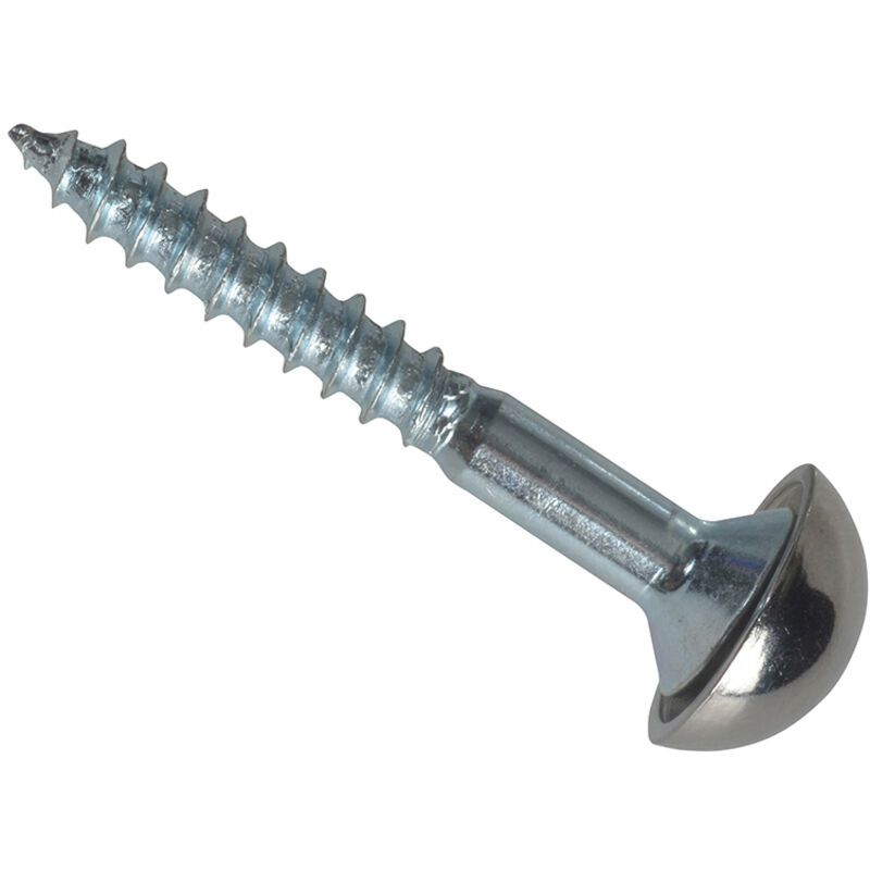 Forgefix - Mirror Screw Chrome Domed Top Slotted zp 1.1/2in x 8 Forge Pack 8 FORFPMS1128