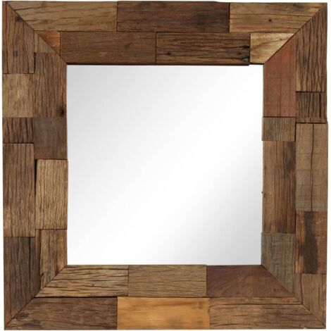 main image of "Mirror Solid Reclaimed Wood 50x50 cm - Brown"